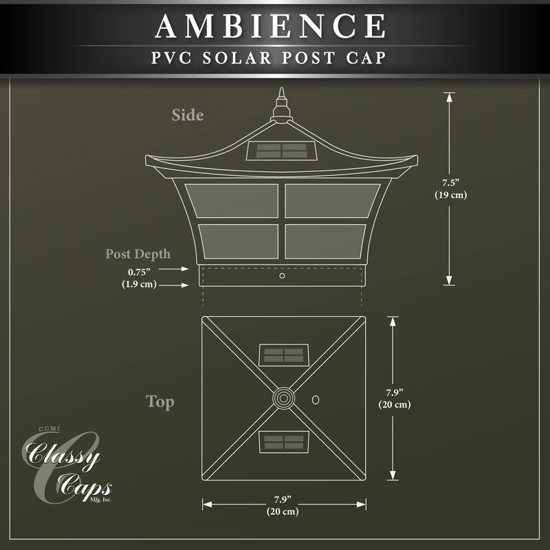 Classy Caps 5x5 White PVC Ambience Solar Post Cap (Set of 2)