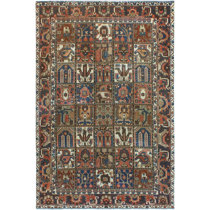 Vintage Distressed Roman Rust/Navy Rug - 6'6" x 9'10"
