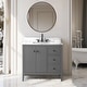 preview thumbnail 52 of 95, Vanity Art 36" Single Sink Bathroom Vanity Cabinet with Engineered Marble Countertop 36"/Matte Black Handle - Linear Cashmere Gray