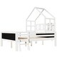 preview thumbnail 13 of 11, Solid Wood Full Size House Bed with Ladder and Storage Drawers and 2 Blackboard,Kids and Baby