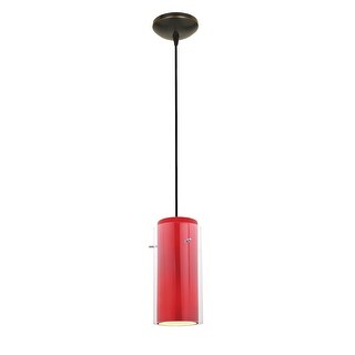 Access Lighting Glass`n Glass Cylinder - E26 LED Rod Pendant - Clear and Red Glass Shade