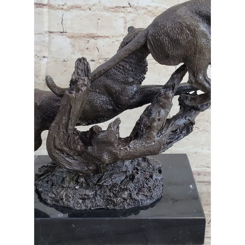 Henry Moore Cougar Jaguar Puma Wild Life Bronze Sculpture Statue Figurine Figure