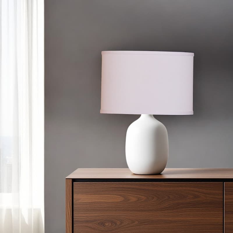 HomeRoots White No Slub Innsbruck Oval Lamp Shade - 8" L x 12" W x 8" H