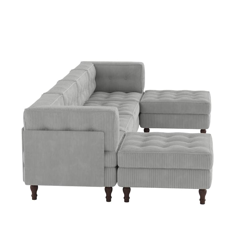 Oversized Modular Sectional Corduroy Fabric Tufted Sofa