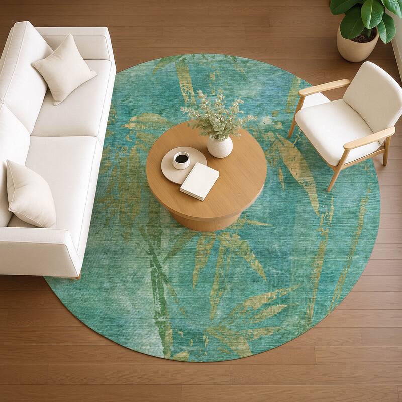 Machine Washable Indoor/ Outdoor Modern Floral Chantille Rug