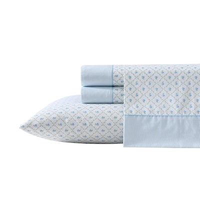 Laura Ashley Percale Cotton Printed Hem Sheet Sets