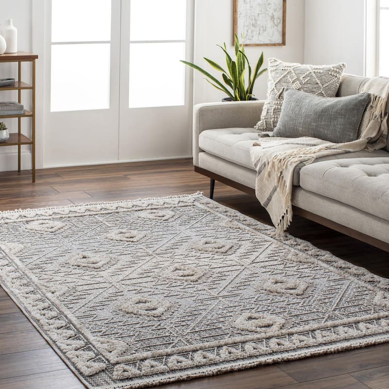 Livabliss Transitional Zaragoza Medallion Area Rug - 9'2" x 12' - Grey/Beige