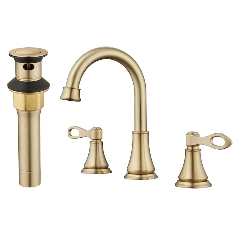 8 in. Widespread Double Handle Bathroom Faucet with Drain Kit Included