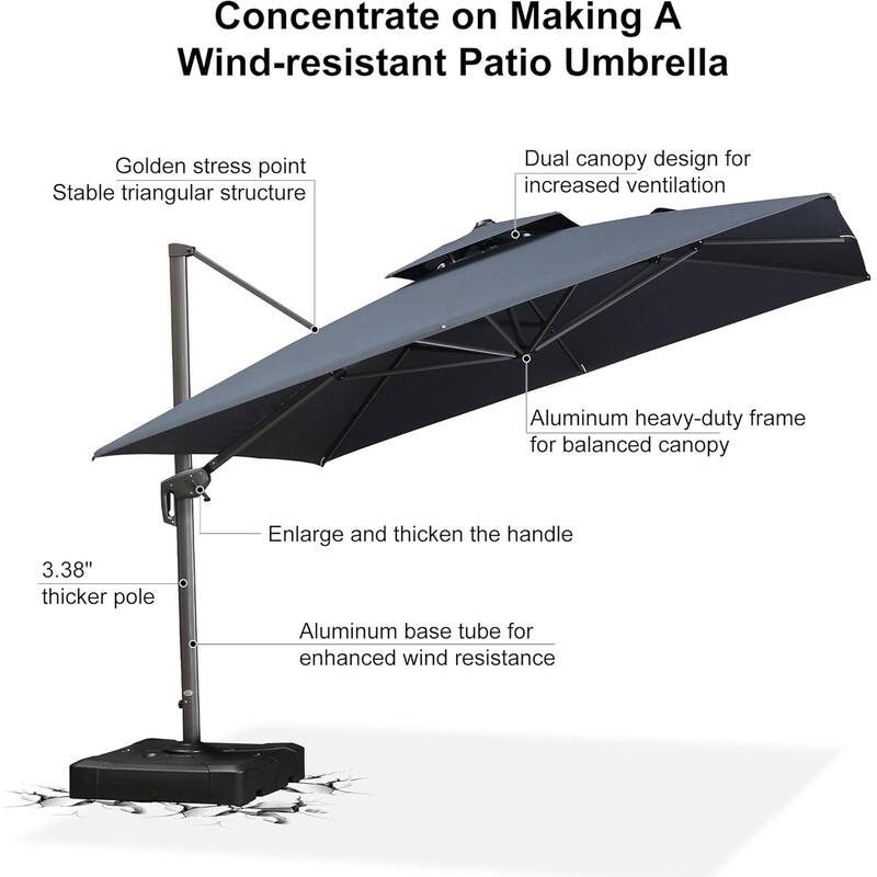 PURPLE LEAF Double Top Stylish Patio Cantilever Umbrella