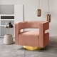 preview thumbnail 65 of 114, HULALA HOME Carisa Modern Upholstered Swivel Open-Back Barrel Chair with Golden Base Set of 1 - Pink