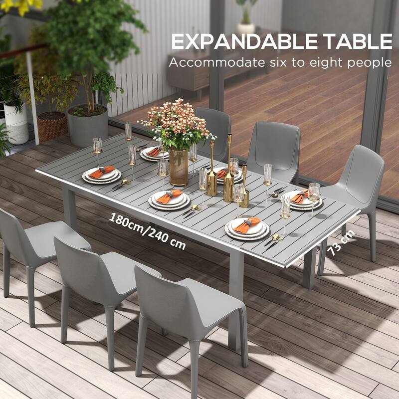 Outsunny Expandable Patio Table - Grey