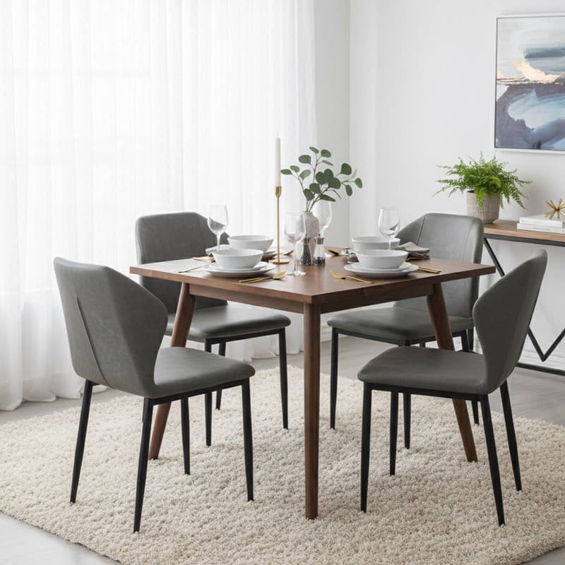 Mosaic Modern Upholstered Fabric Dining Chair with Metal Legs by LeisureMod