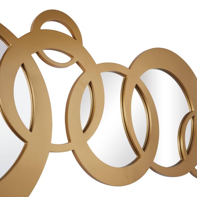 Wooden Geometric Circles Wall Mirror - Gold - Roche River Decor - 1"W x 56"L x 23"H