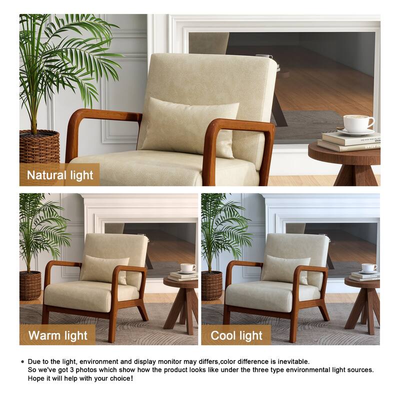 Mid Century Modern Upholstered Accent Chair with Pillow