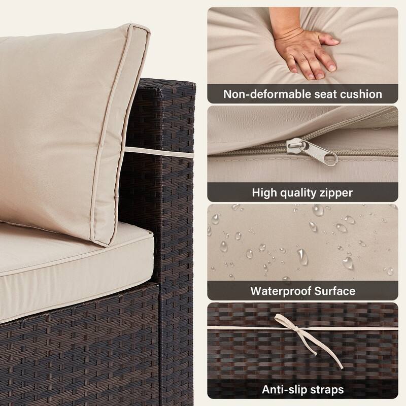 Patio Watcher 5-Piece Wicker Patio Conversation Set with Cushions