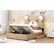 preview thumbnail 8 of 9, Full Size Upholstery Platform Bed with Cute Bear Shaped Headboard and 2 Storage Drawers, Brown