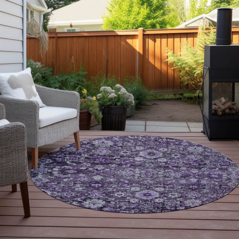 Machine Washable Indoor/ Outdoor Chantille Traditional Vintage Floral Rug