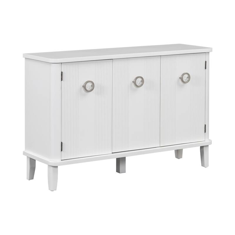 Modern Solid Wood Cabinet with Three Acacia Solid Doors and Adjustable Shelves Ideal for Living Room, Study, Corridor