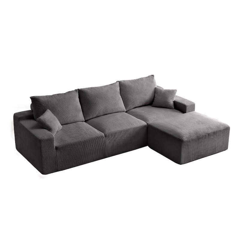 110" L-Shaped Cloud Sofa, 3-Seater Deep Seat Chaise, Plush Foam
