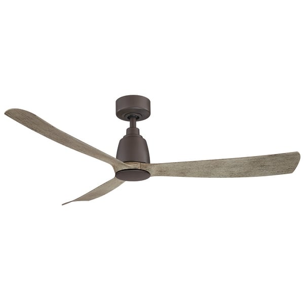 slide 2 of 8, Fanimation Kute 52 inch Indoor/Outdoor Smart Ceiling Fan with Remote - Matte Greige with Weathered Wood Blades