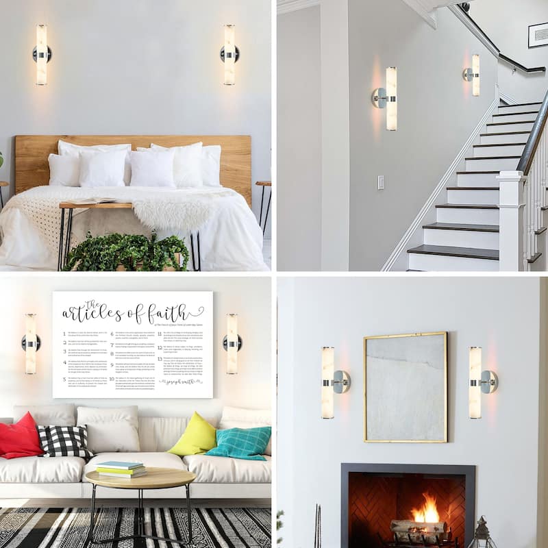 Modern Resin Imitation Marble Texture Wall Light with Iron Frame,Set of 2