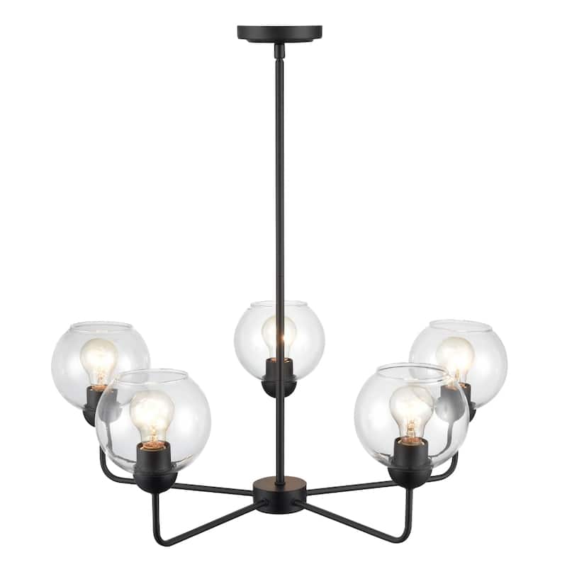 Boman 23-inch Wide 3-Light Chandelier in Matte Black - Matte Black - 28-inch