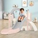 preview thumbnail 37 of 43, Toddler Slide and Swing Set 5 in 1, Kids Playground Climber Slide Playset with Telescope, Freestanding Combination for Babies Pink+Grey