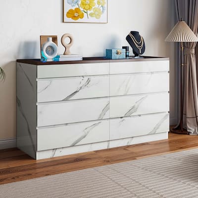 Moasis 8 Drawer High Gloss Dresser with RGB LED Light for Modern Bedroom Storage