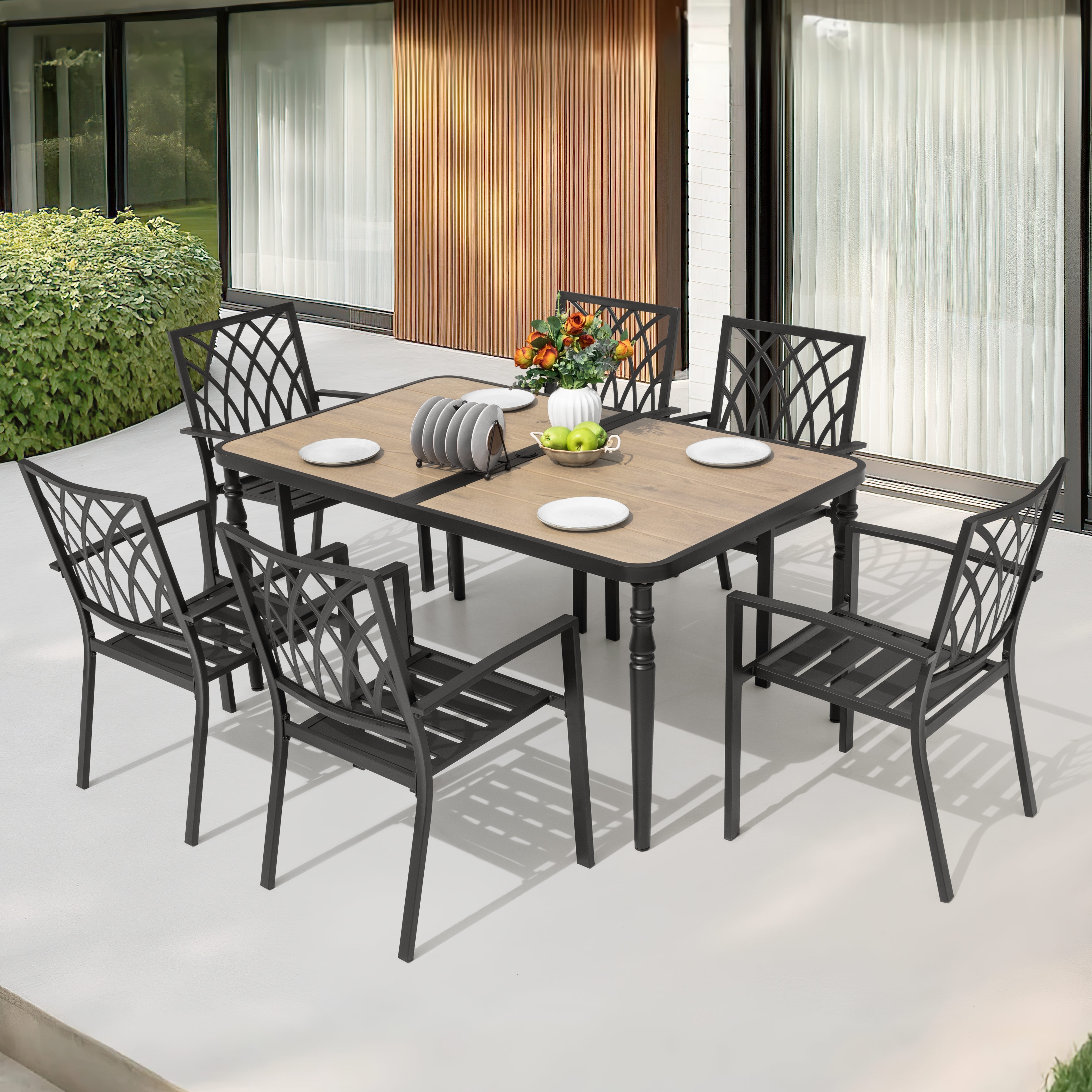 patio様 Nuu Garden Rectangle Outdoor Dining Table 35.43-in W x 59.06