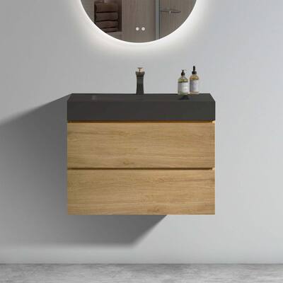 30" Natural Oak Bathroom Vanity with Sink