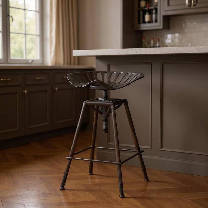 HomeRoots Bronze Iron Backless Adjustable Height Swivel Bar Chair - Adjustable - Bronze - Single