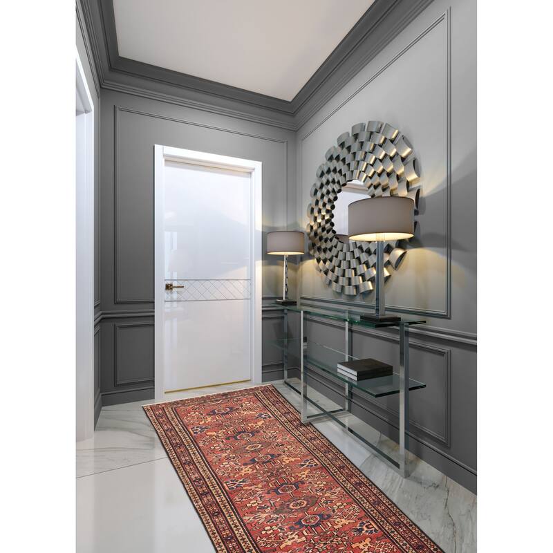 ECARPETGALLERY Hand-knotted Andelz Red Wool Rug - 3'3 x 9'8