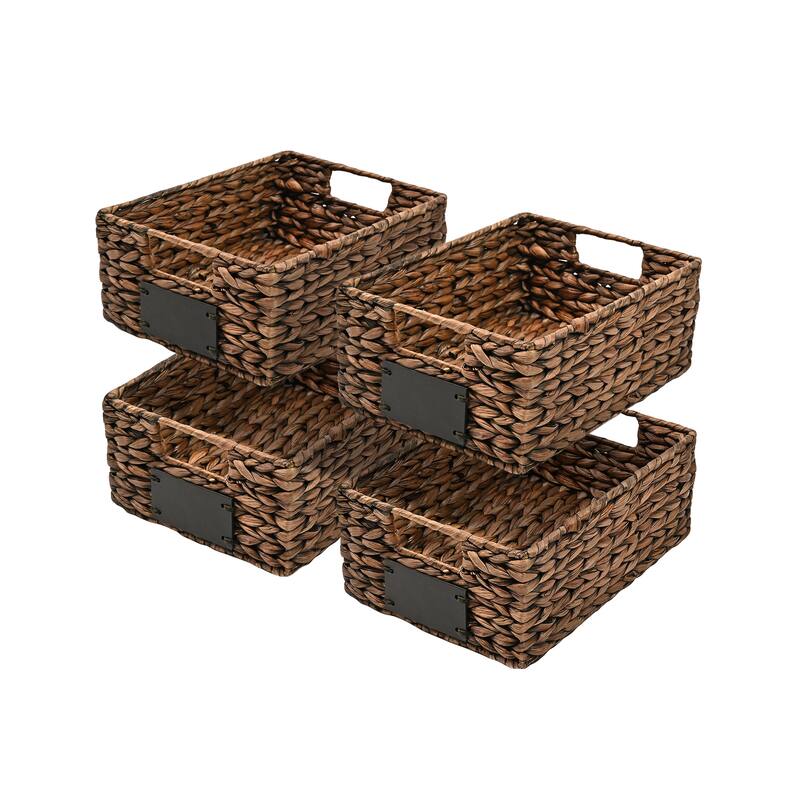 Handwoven Pantry Baskets with Chalkboard Labels & Handles (Set 4)