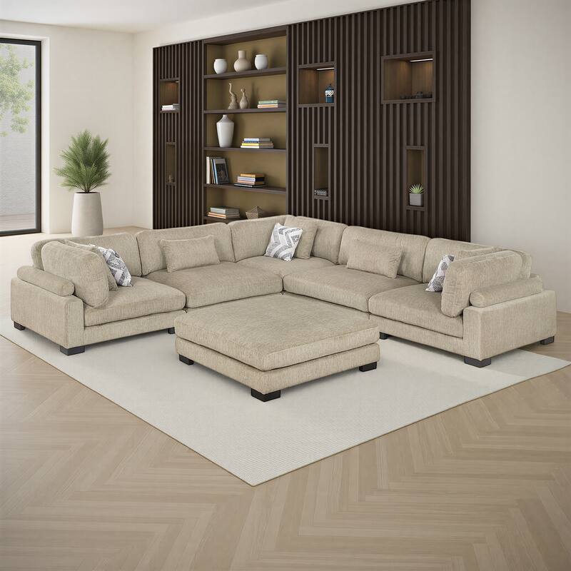 Fremont & Park Abbeville Microfiber 6-Piece Modular Sectional with Ottoman