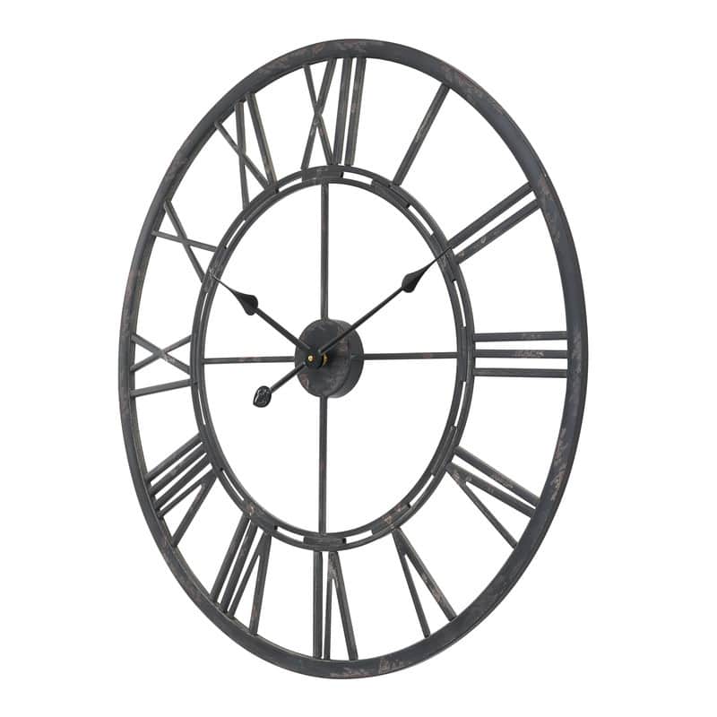 UTOPIA ALLEY Oversized Roman Round Wall Clock, Large Wall Clock, Big Clocks for Living Room Decor, 27 inch Diameter