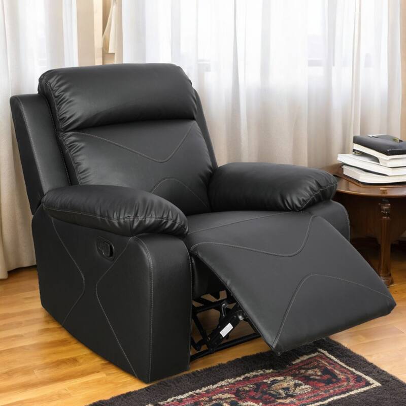 KISRAIS 40.5" Wide Leather Chair - Black