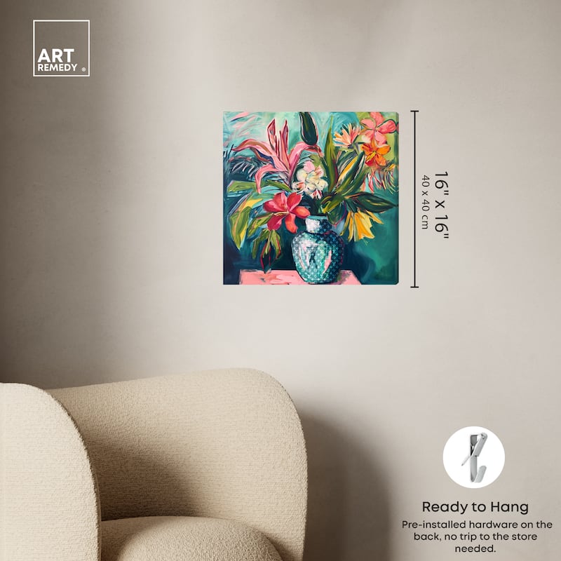 Art Remedy Vase Of Tropical Flowers Gallery Wrapped Flowers In Vase Paintings