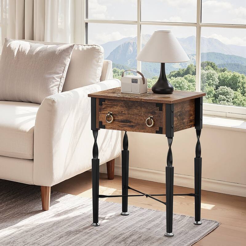 VECELO Nightstand Set of 2 with Wooden Storage Drawer Square Modern Bedside End Tables for Bedroom Living Room
