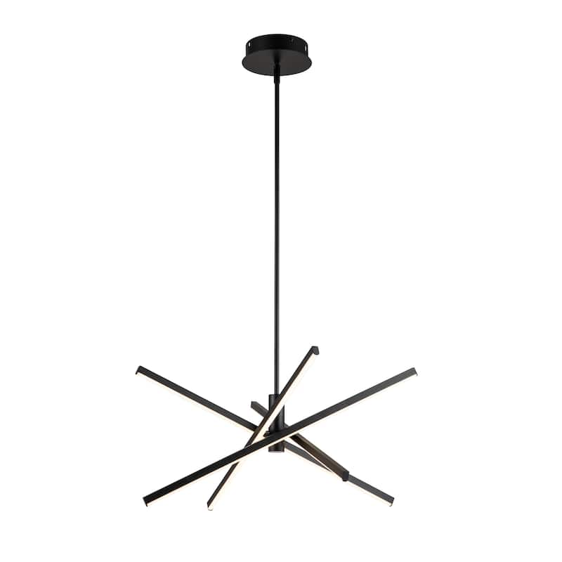 4-Light Modern Linear Pendant Island Lighting Sputnik Dimmable Integrated LED Chandelier for Dining Room