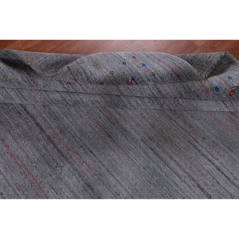 Hand Knotted Oriental 100% Wool Carpet Tribal Tribal Greys & Charcoal Gabbeh Area Rug - 11' 11'' X 8' 10''