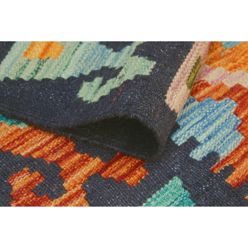 Flatweave Umar Rust/Navy Runner - 2'7" x 9'8"