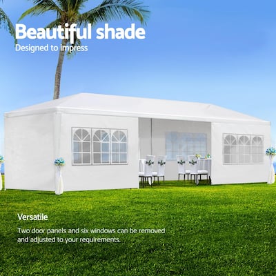 10'x30' Outdoor Wedding Party Canopy Tent with 8 Removable Walls, Reinforced Structure, and Weather-Resistant Design