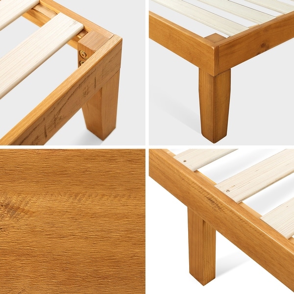 Priage by ZINUS Rustic Pine Wood Platform Bed Frame with