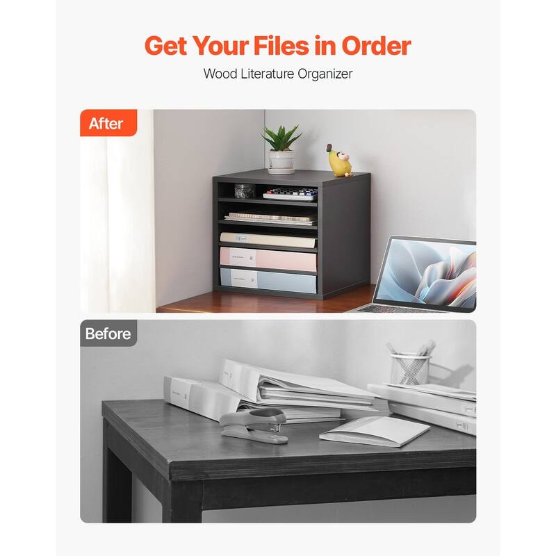 5 Compartments Office Literature Organizers Mailbox with Adjustable and Removable Shelves