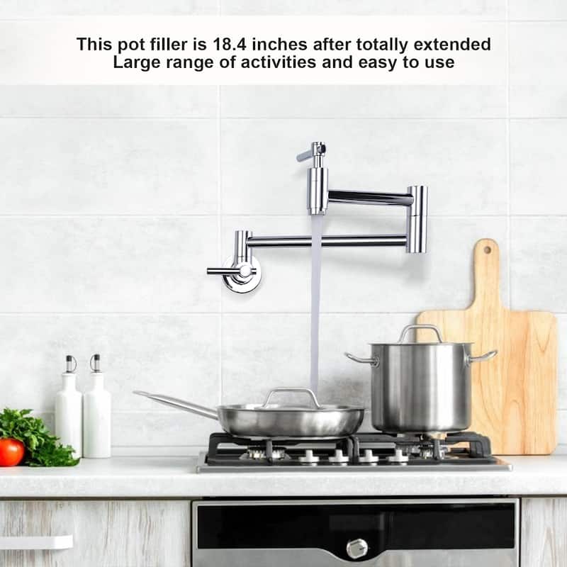 WOWOW Wall Mount Double Handle Pot Filler Faucet
