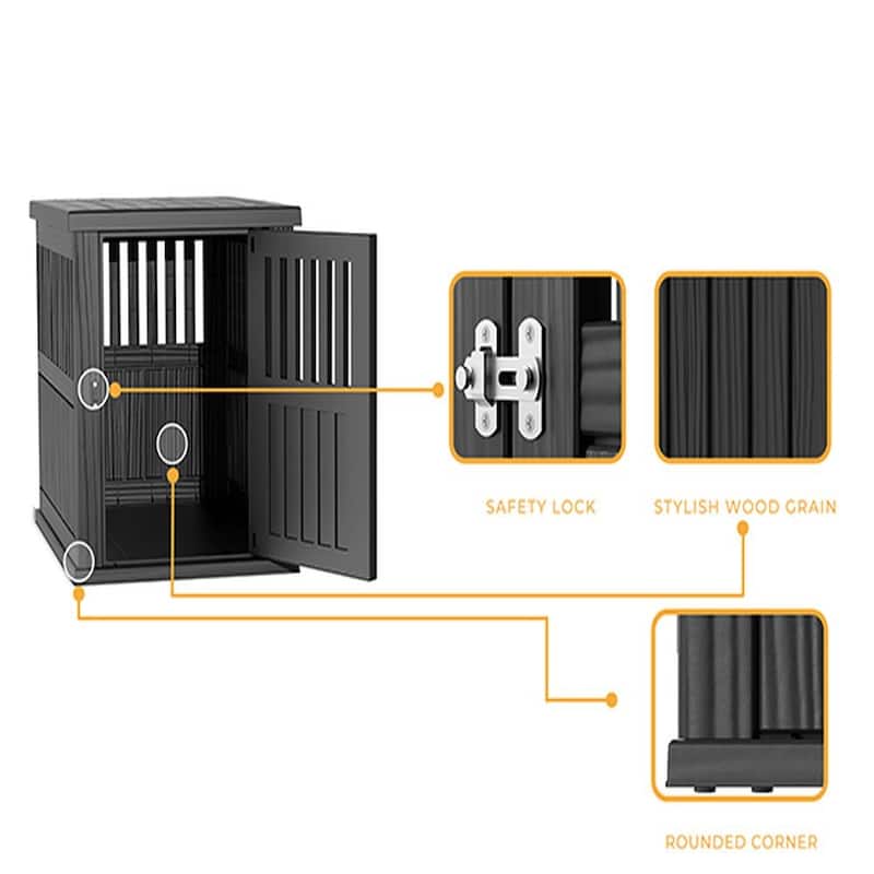 129 Black Indoor Dog Cage Sturdy Modern Design