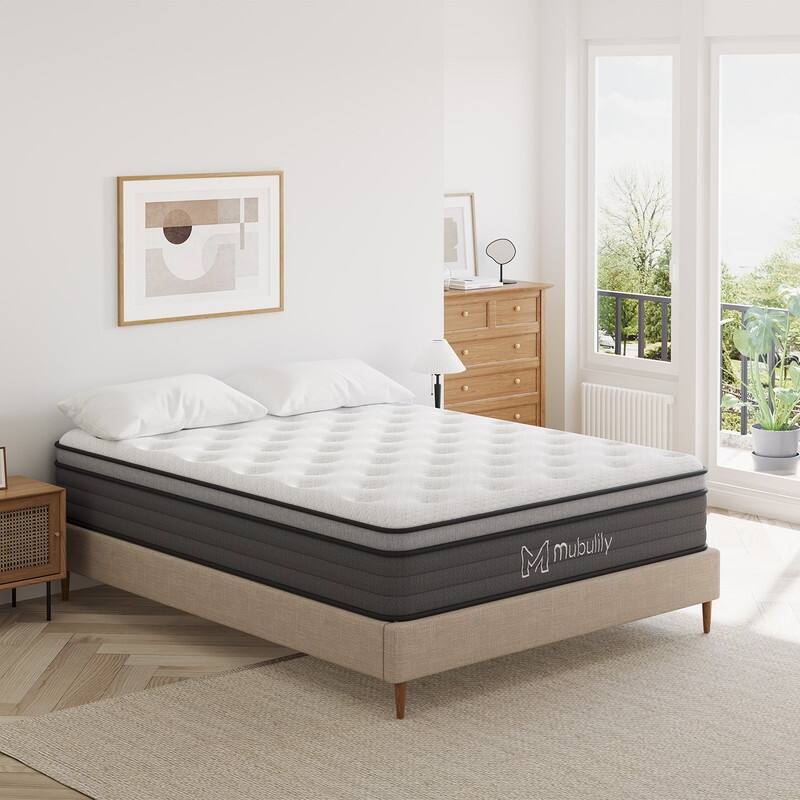 12 in Hybrid Mattress in a Box, Gel Memory Foam, Motion Isolating Individually Pocketed Coils, Medium Firm