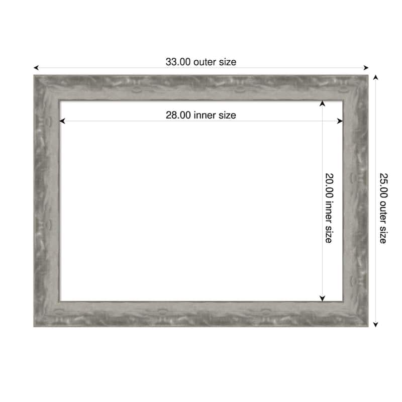Amanti Art Waveline Silver Narrow Framed Dry Erase Magnetic Board - 33 x 25 in