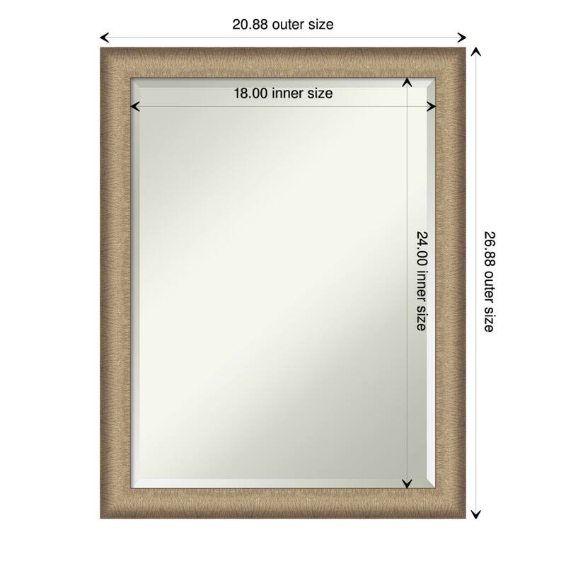 Beveled Wall Mirror - Elegant Brushed Bronze Narrow Frame - 21 x 27-inch - Elegant Brushed Bronze Narrow