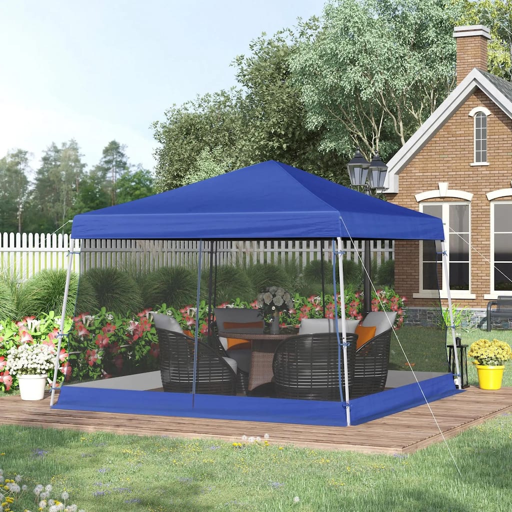 Slant Leg Pop Up Canopy Tent with Netting and Carry Bag, Sun Shelter